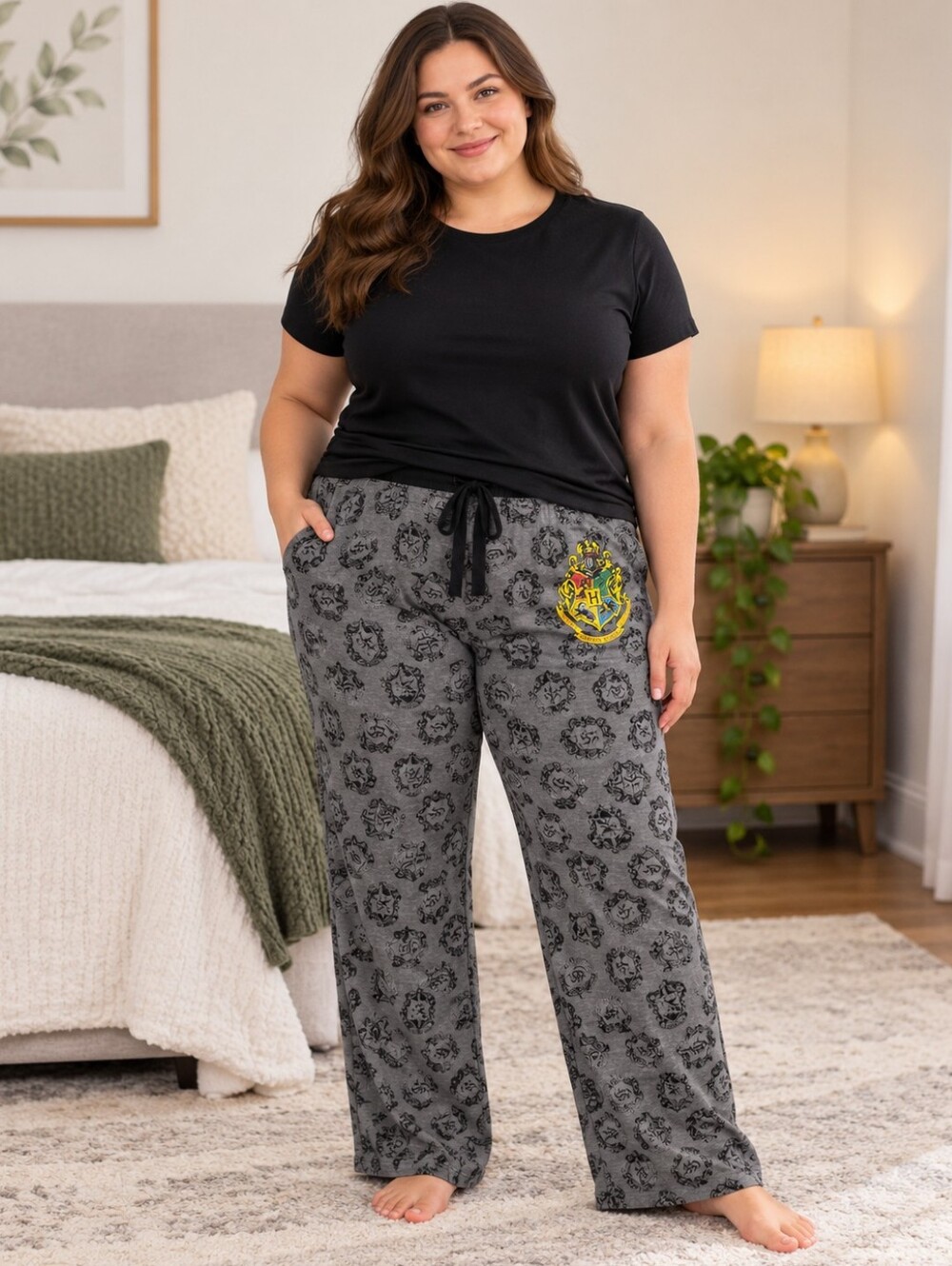 Harry Potter Hogwarts Women’s 2XL Gray Lounge Pajama Pants Universal Studios